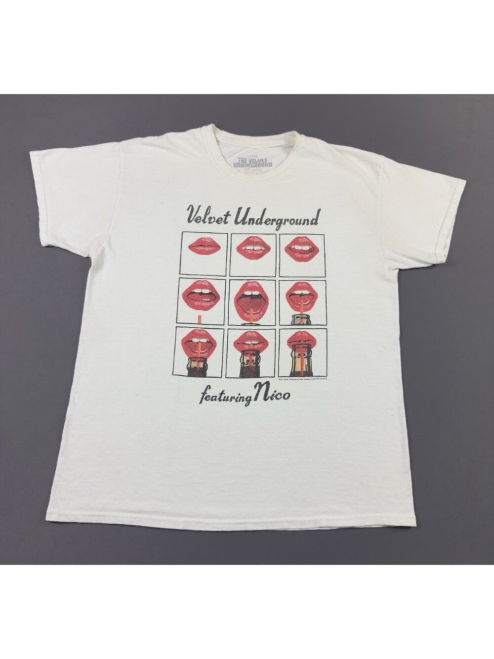 Y2K Velvet Underground Nico Band Tee Lips Art Warhol Like Coke Promo Album Large